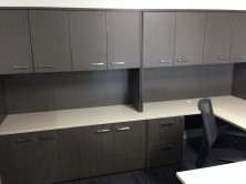 Custom Credenzas With Overhead Hinged Door Storage